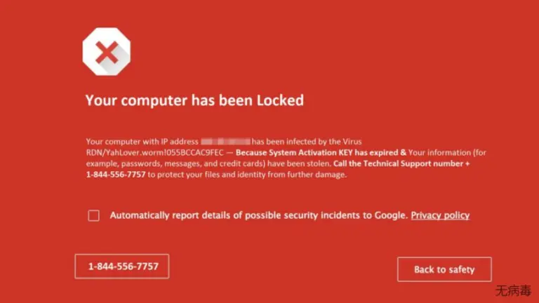 Image of Google Security Warning virus
