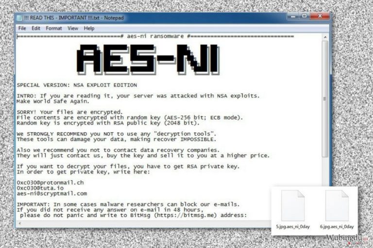 .Aes_ni_0day 文件扩展病毒的勒索字条