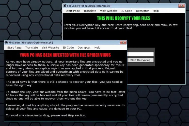 File Spider ransomware ransom note