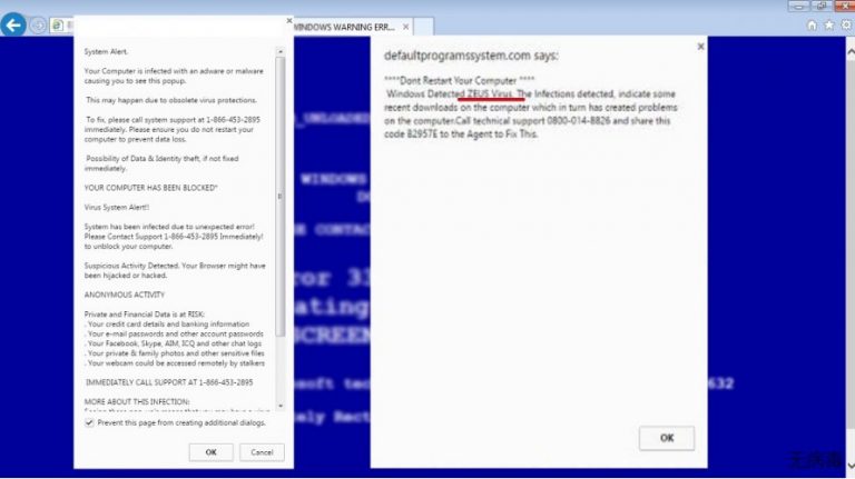 “You Have A ZEUS Virus” Tech support scam